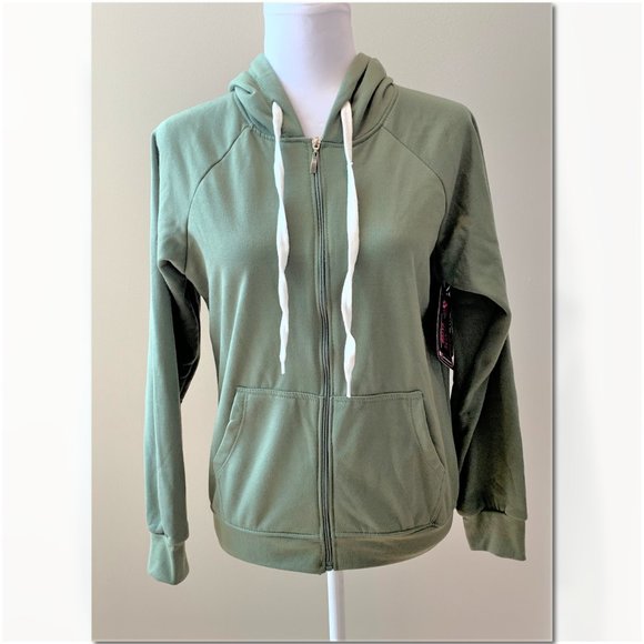 Green Hoodie Size Large Zip Up Love Nation Hooded Sweatshirt NWT - Picture 1 of 5